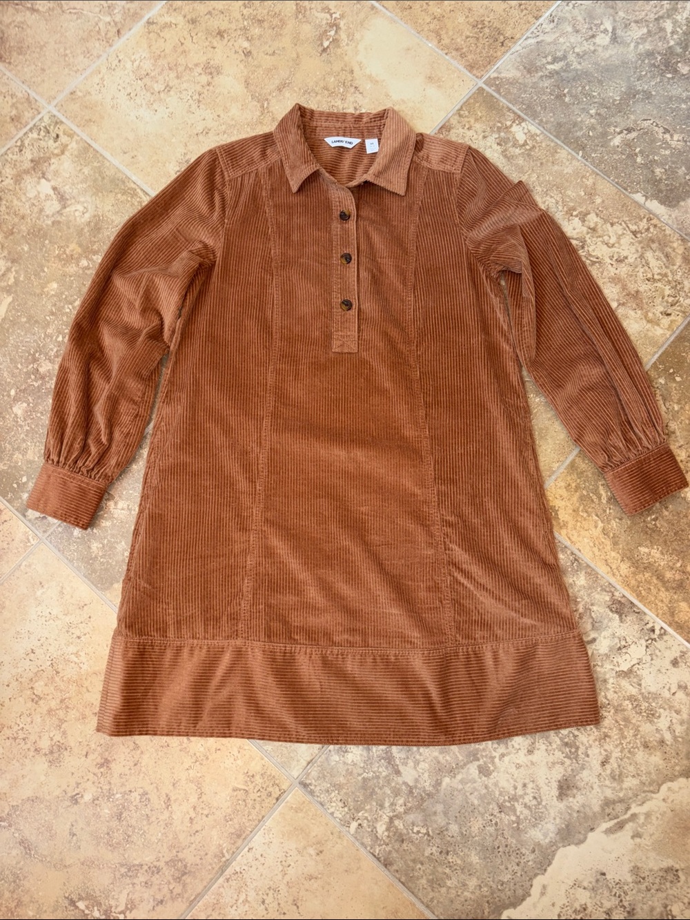 Lands'  End Corduroy Dress w Button Front - Medium